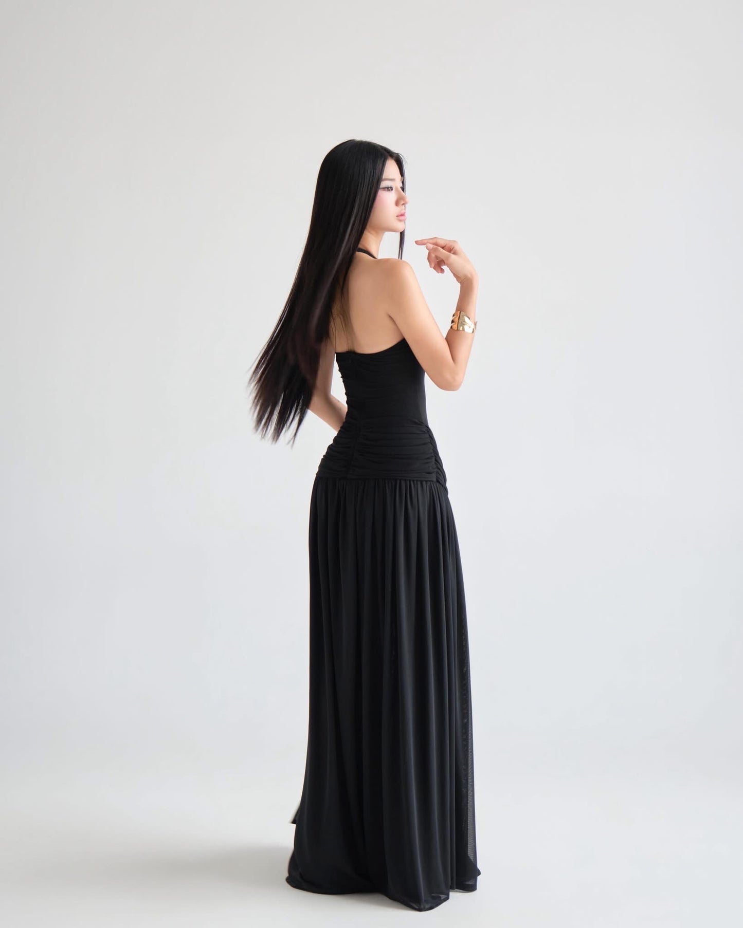 DELICIAE Cream Knit Lydia Maxi Dress