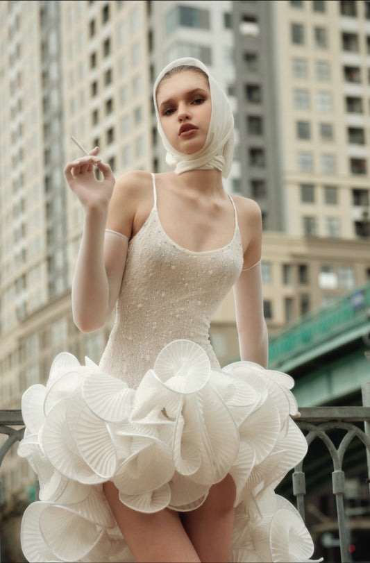 MAEL FEMME White Zendara Mini Dress & Over Skirt