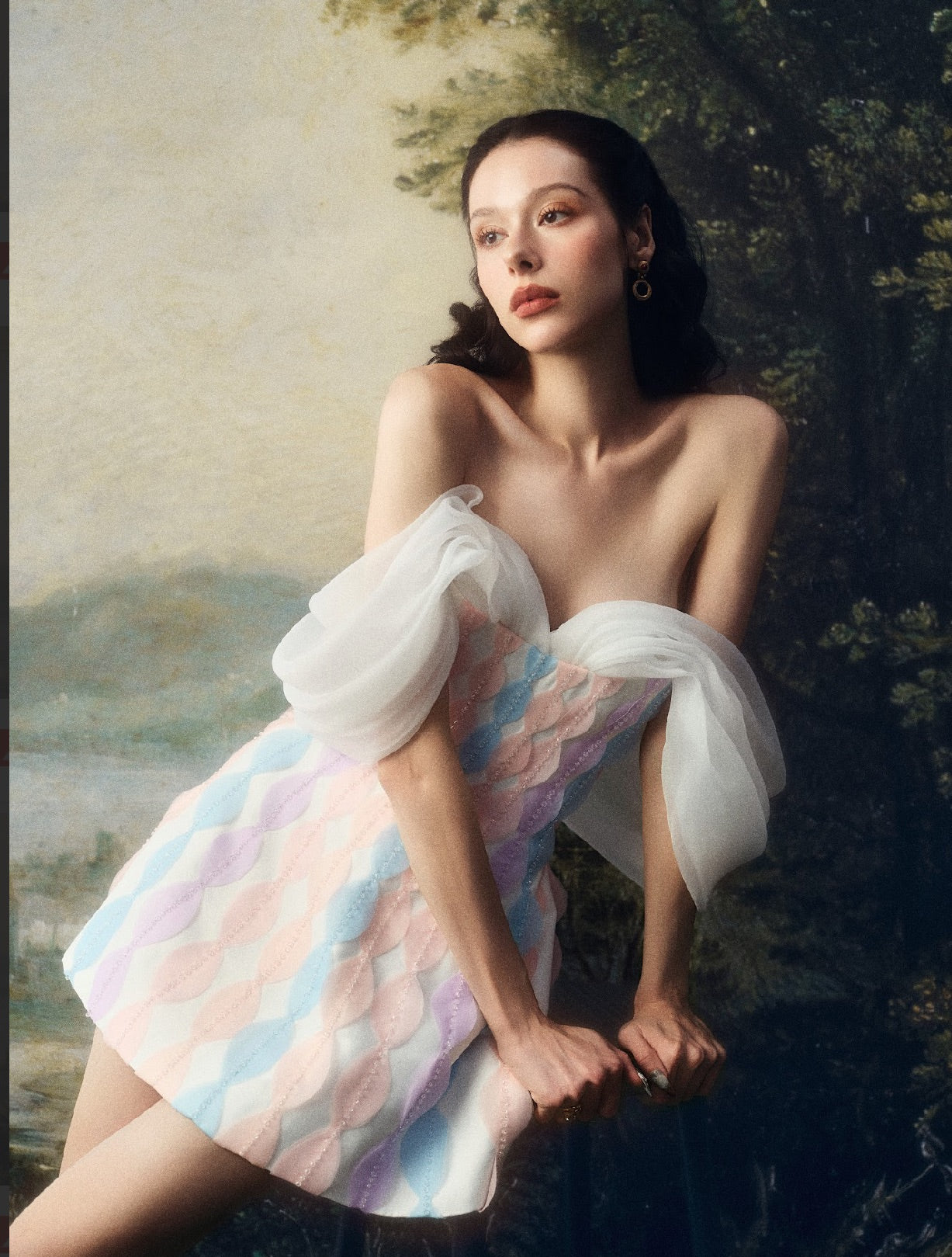 LINHPHUNG White Gauze Rainbow Iridelle Mini Dress