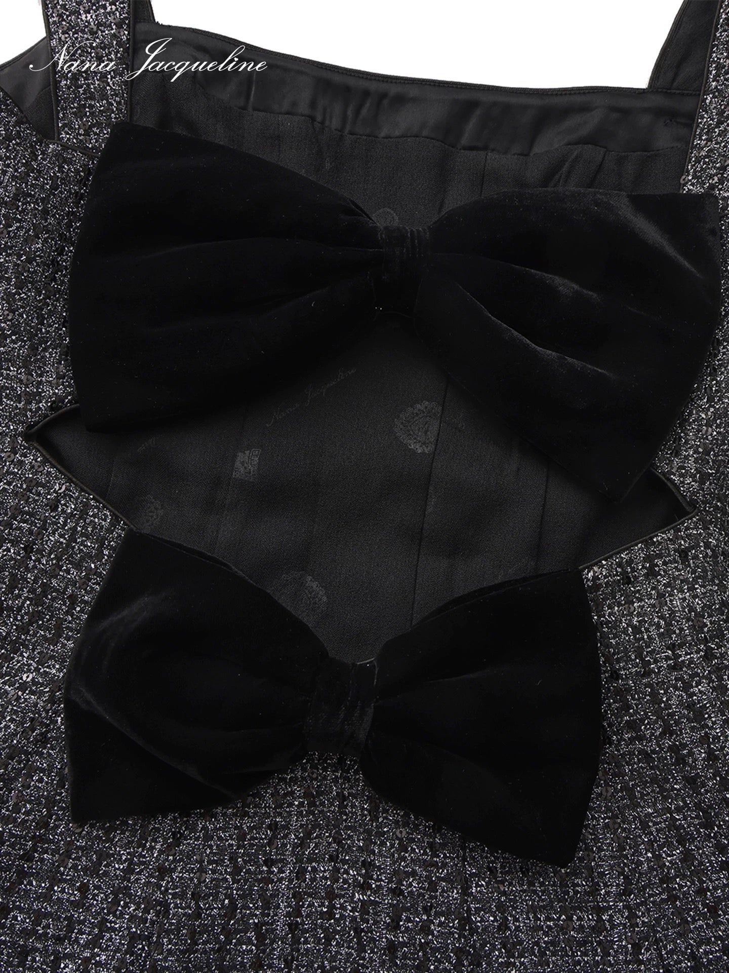 NANA JACQUELINE Grey Velvet lapel patchwork sequined Elegant Top & Shorts