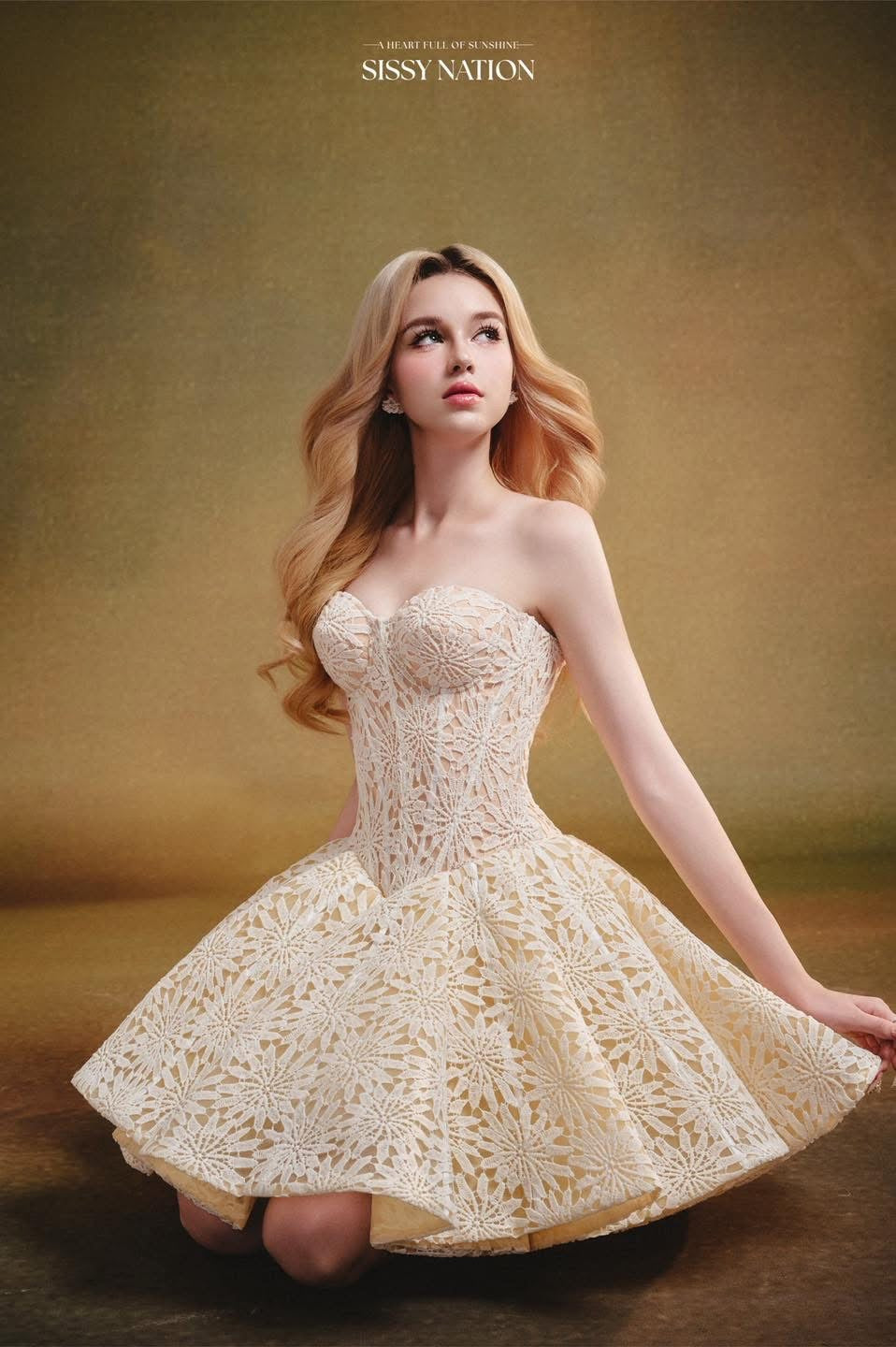 SISSY NATION Crean Corset Mini Dress