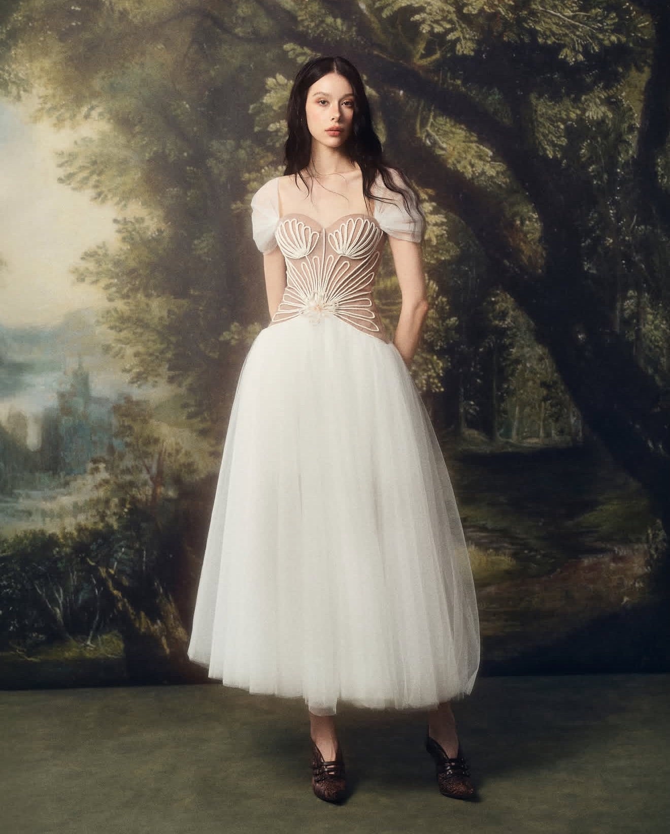 LINHPHUNG White Gauze Cortena Midi Dress