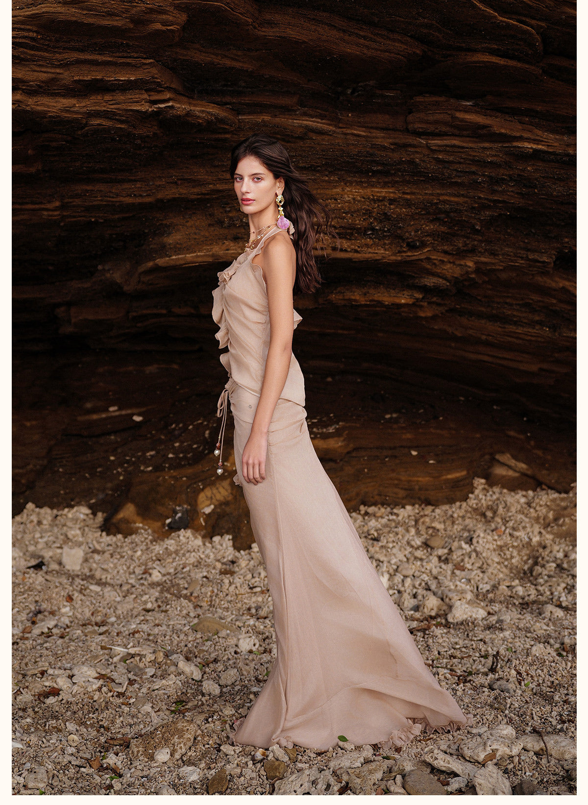 SHEERLUCK Vacation Fairycore Nude Florin Top & Skirt