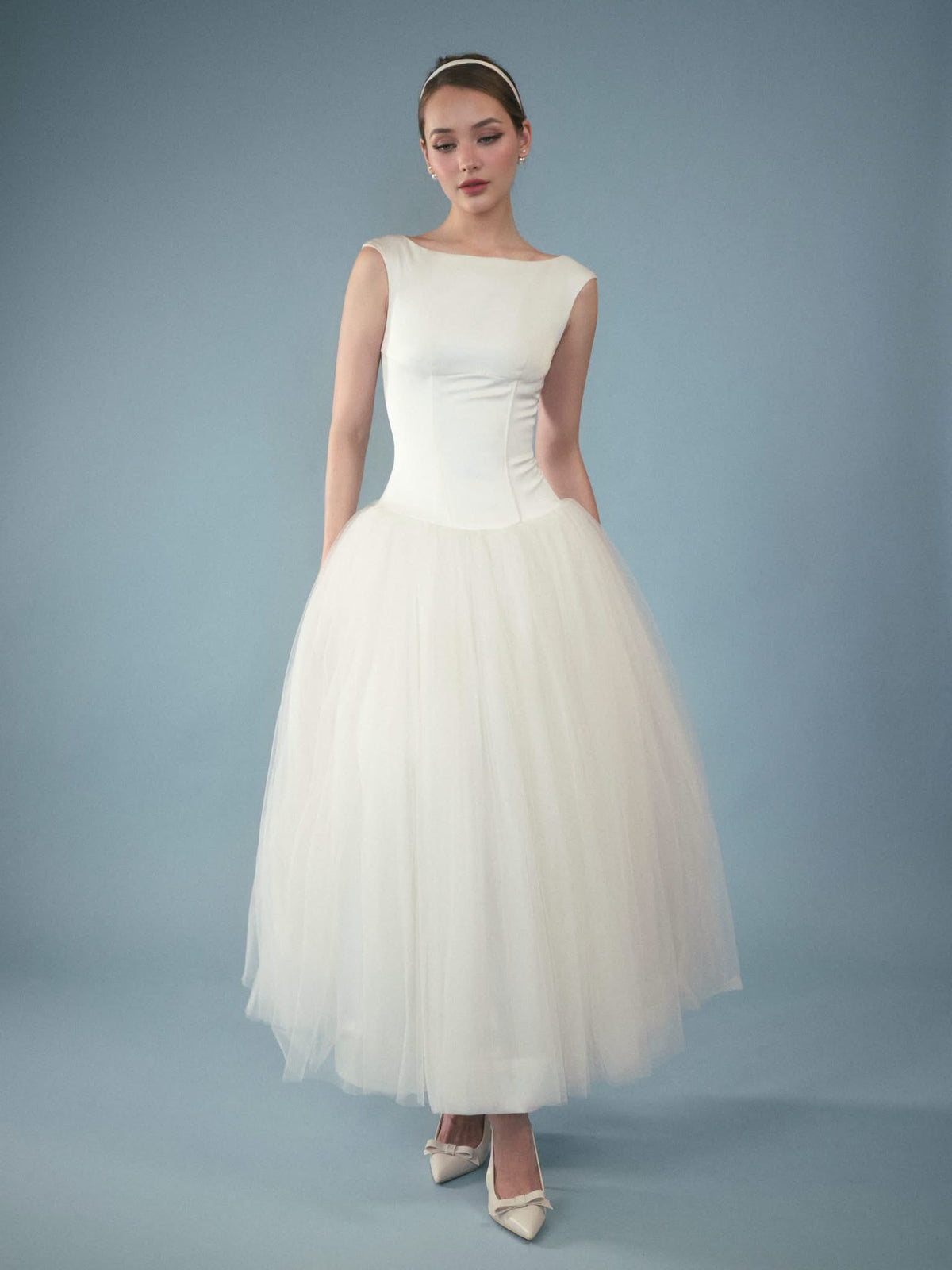 White Swan Tulle Romantic Midi Dress
