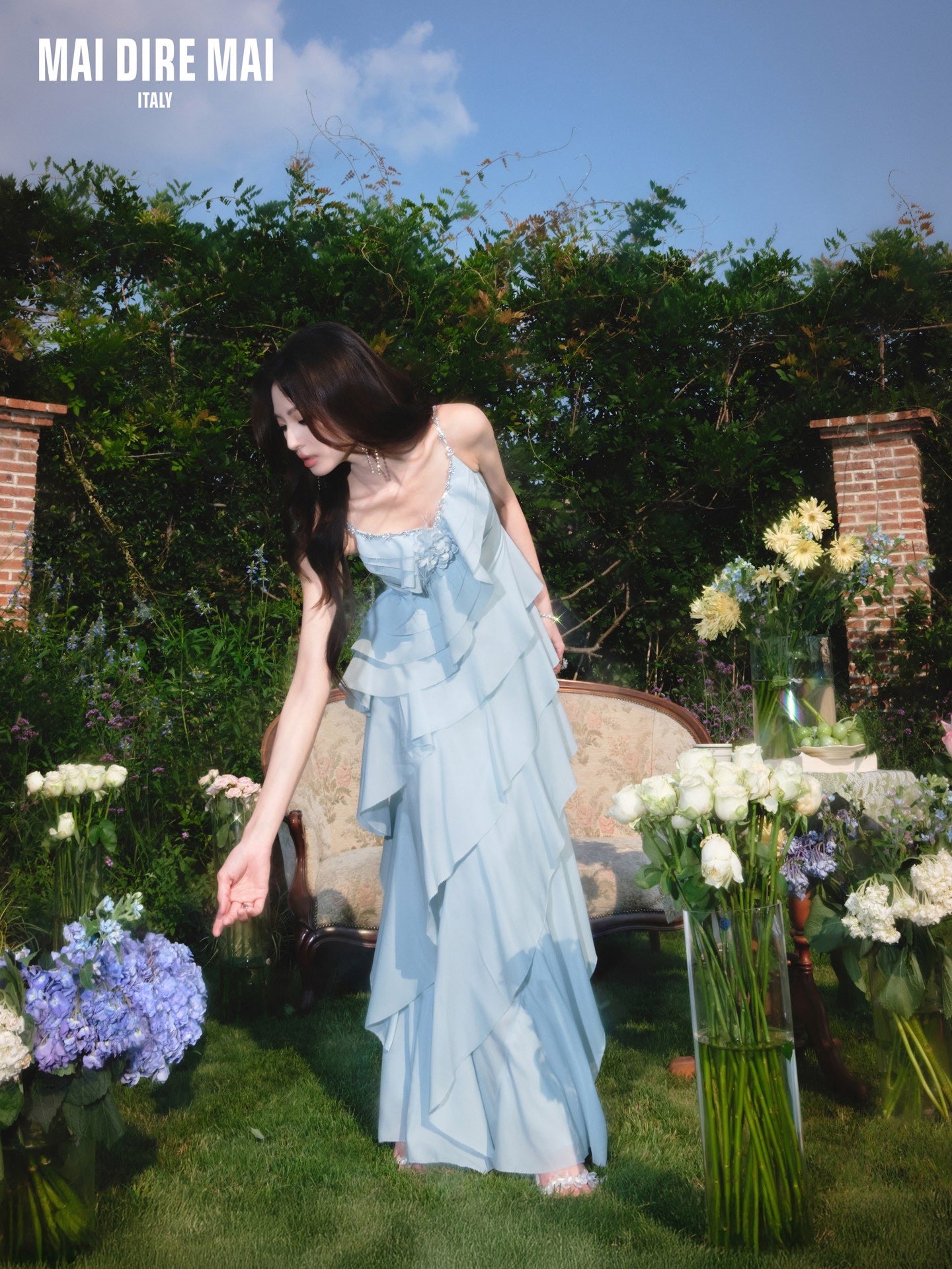 MAI DIRE MAI Blue Rosy Maxi Dress