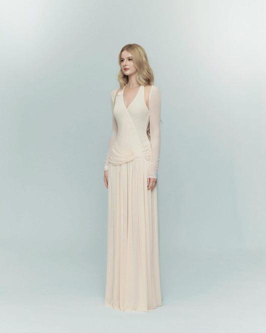 Cream Knit Lydia Maxi Dress