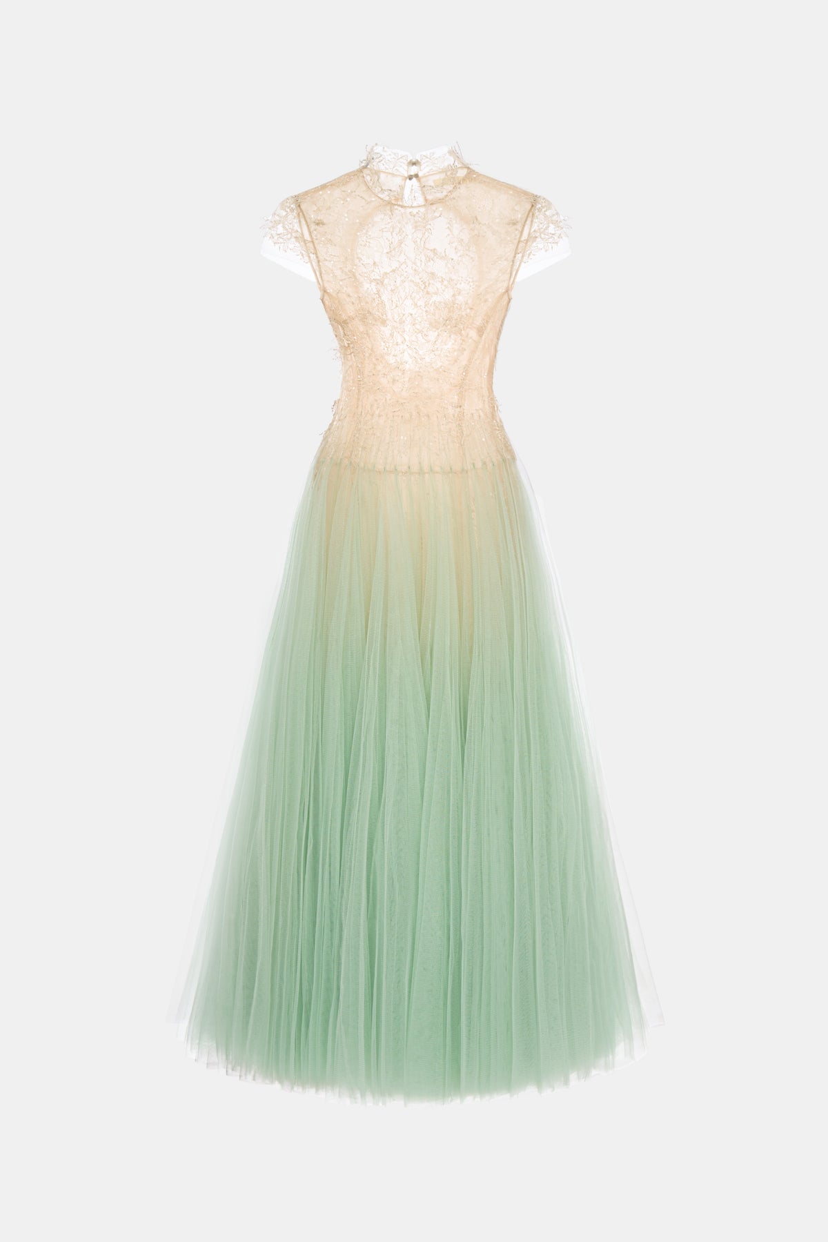 MONTSAND Green Mint Ombré Cut-Out Lace Midi Dress