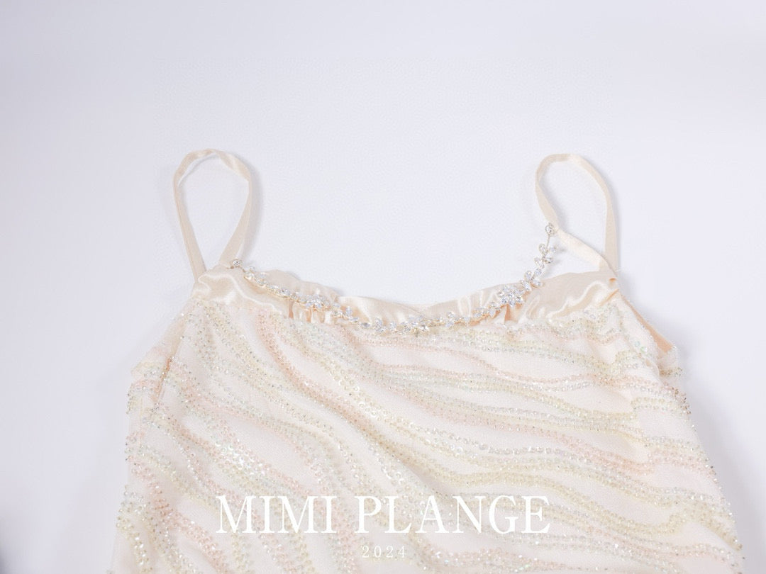 MIMI PLANGE Apricot vacation halter mini dress