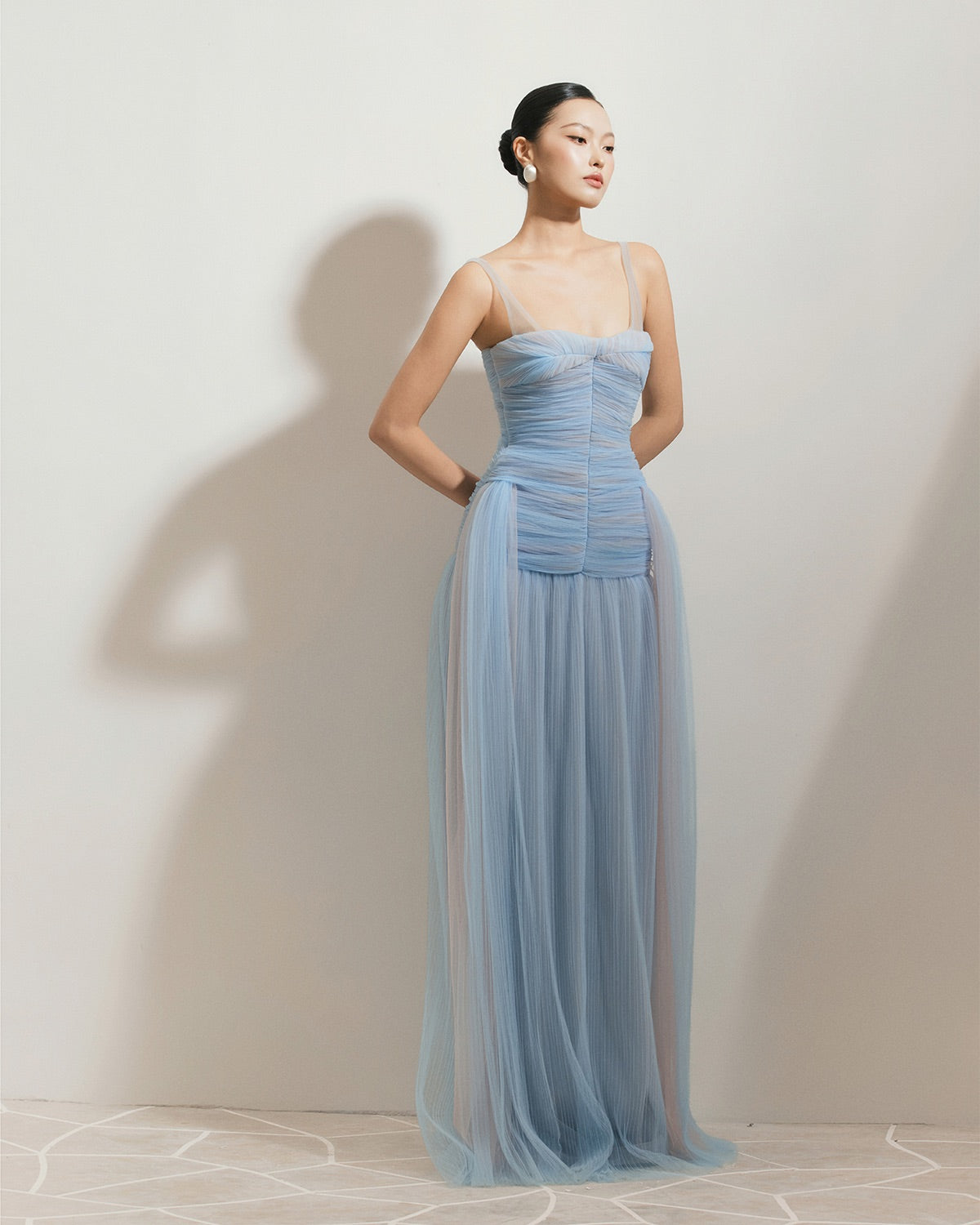 BYDI Fairycore Elegant Vacation Blue Ocea Maxi Dress