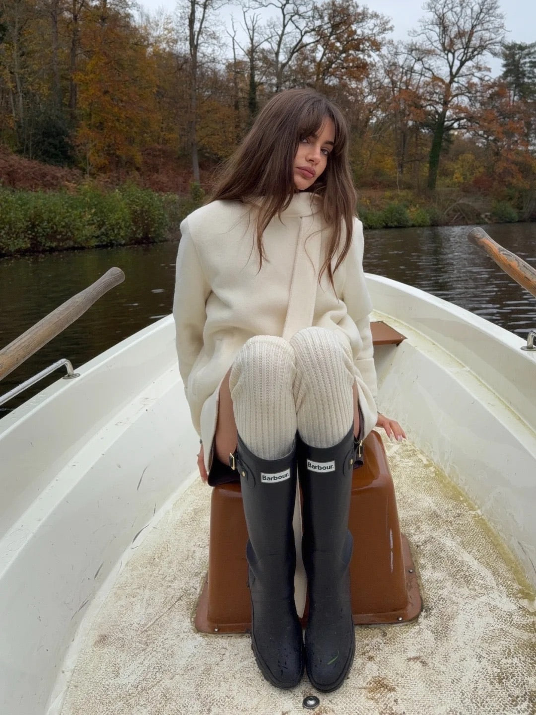 Nana Jacqueline White Pattern Wool Coat