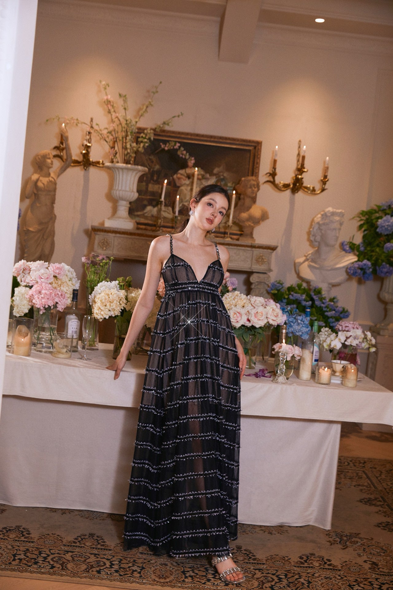 WARDROBE BY CHEN Black wedding party maxi dress