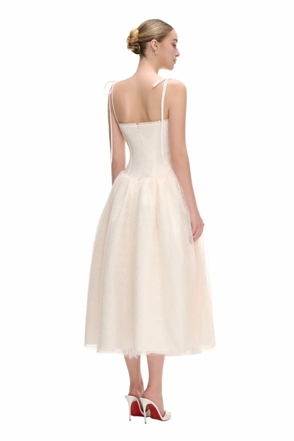 JUBIN White Amelia Midi Dress