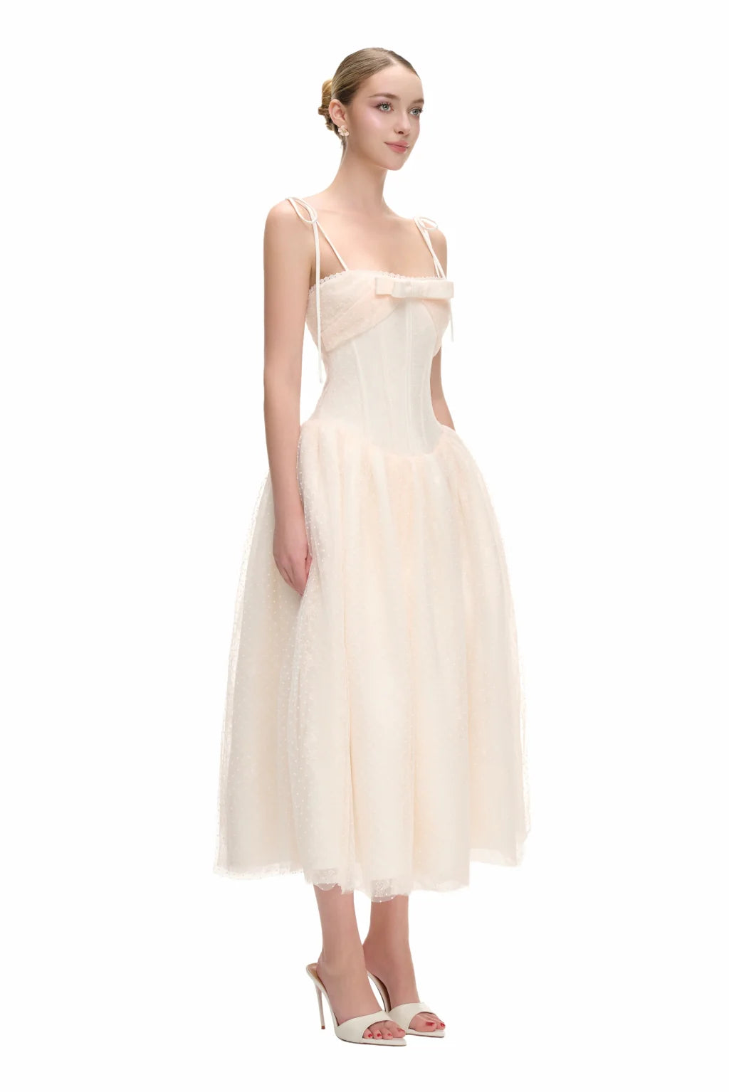 JUBIN White Midi Dress