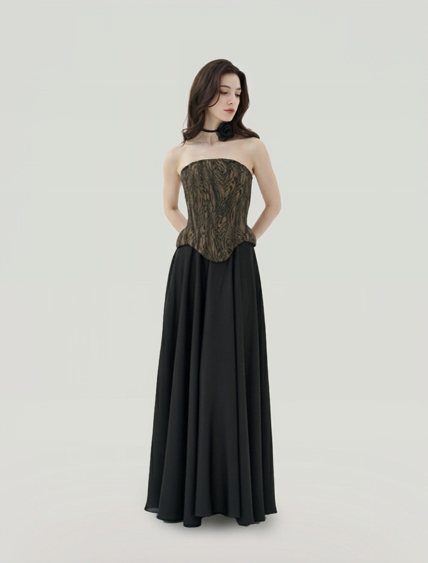 CROWCREW Dark Avant-Garde Vacation  Black Maxi Dress