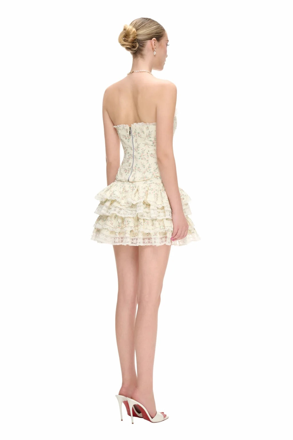 JUBIN Floral Cream Aldora Top & Skirt