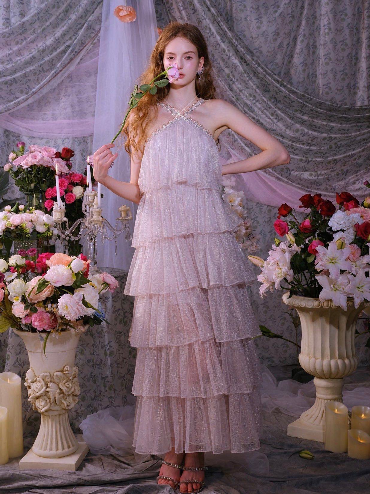 WARDROBE BY CHEN Pink wedding maxi dress