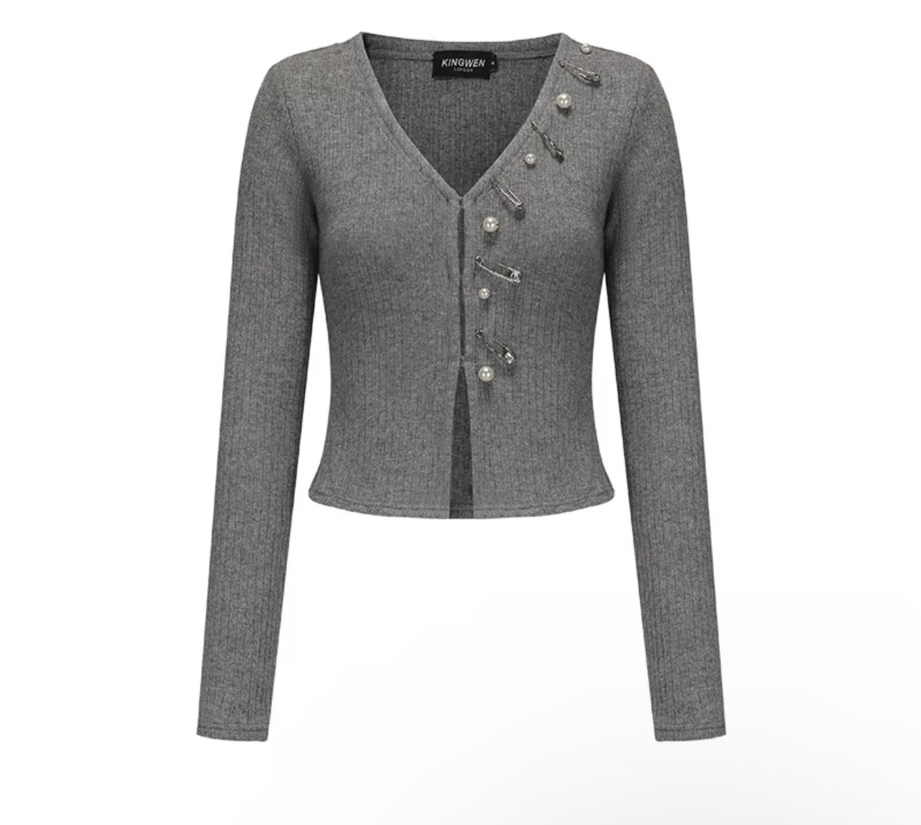 KINGWEN Black & Grey Glitter Knit Cardigan