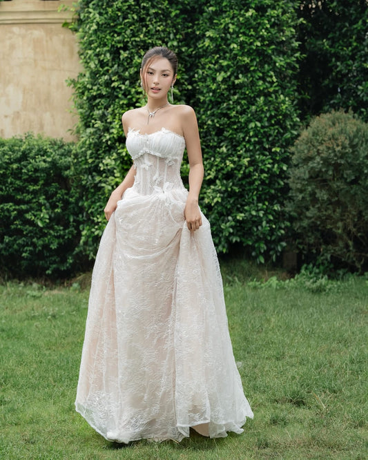 LANE CI White Maxi Dress