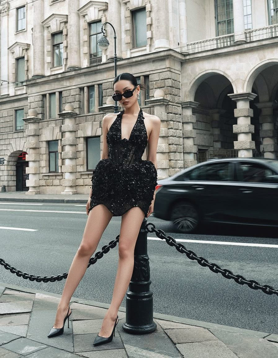 MAEL FEMME Black Lumira Mini Dress