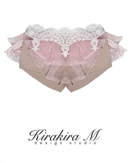 Kirakira M Pink Mermaid Lace Strappy Top & Skirt Pants