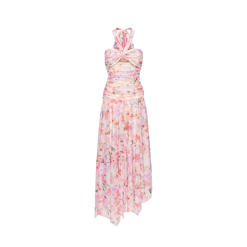 SHEERLUCK Green Flower Maxi dress