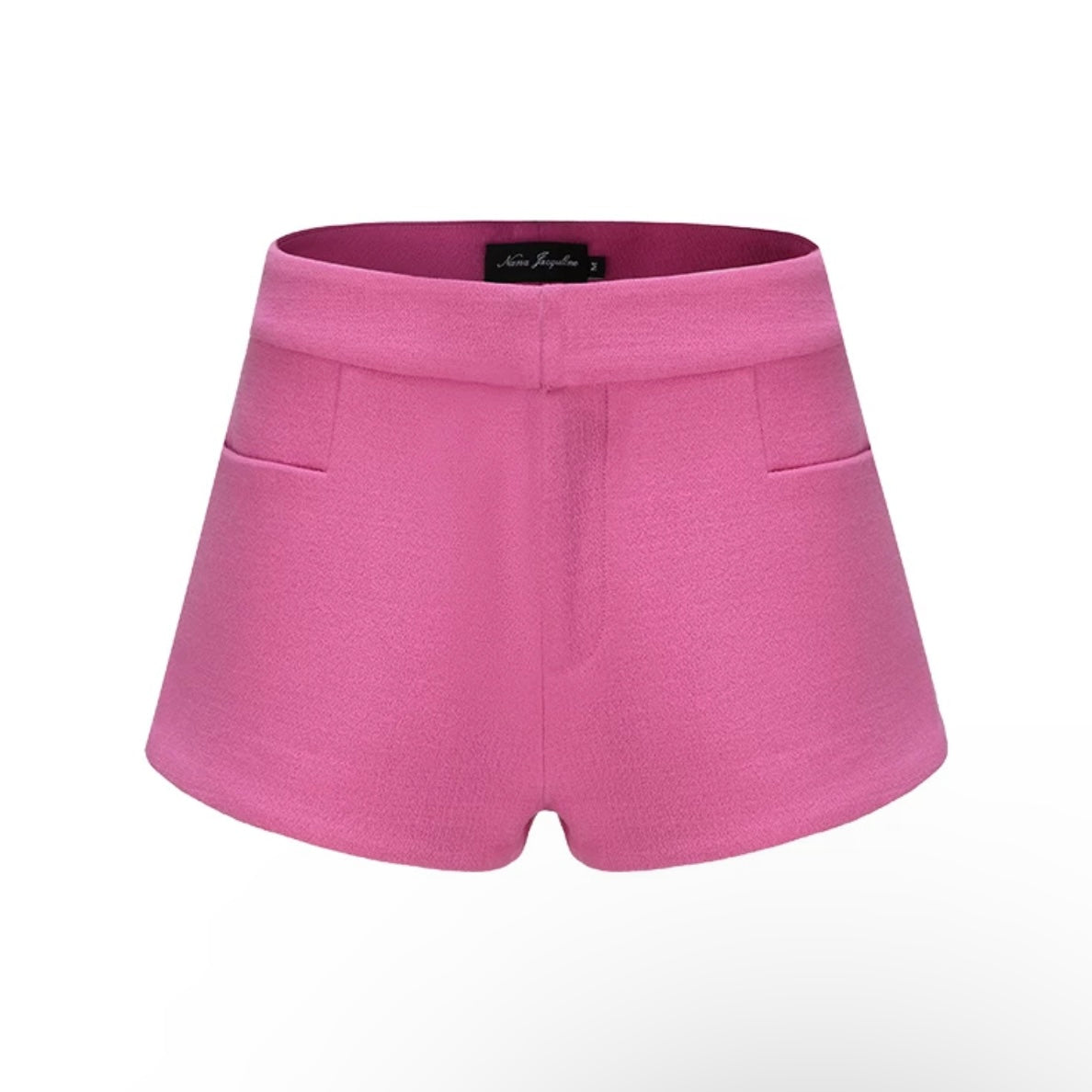 Nana Jacqueline White｜Pink Wool Round Neck slim jacket & Shorts