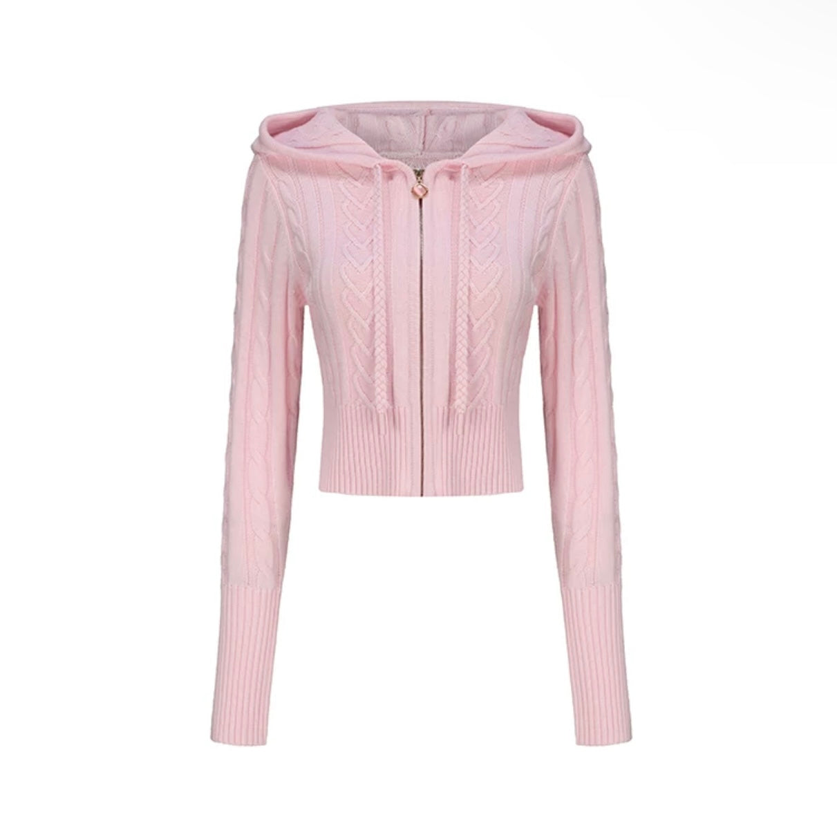 Nana Jacqueline Pink Hooded Knit Sweatshirt