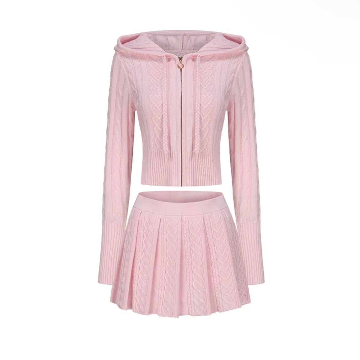 Nana Jacqueline Pink Hooded Knit Sweatshirt