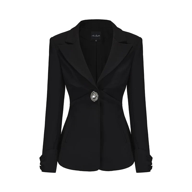 Nana Jacqueline Black White Diamond Buttoned Blazer Jacket Trousers & Skirts