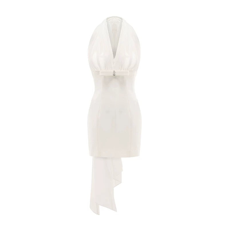 Nana Jacqueline Gossamer Bow Wrap Mini Dress