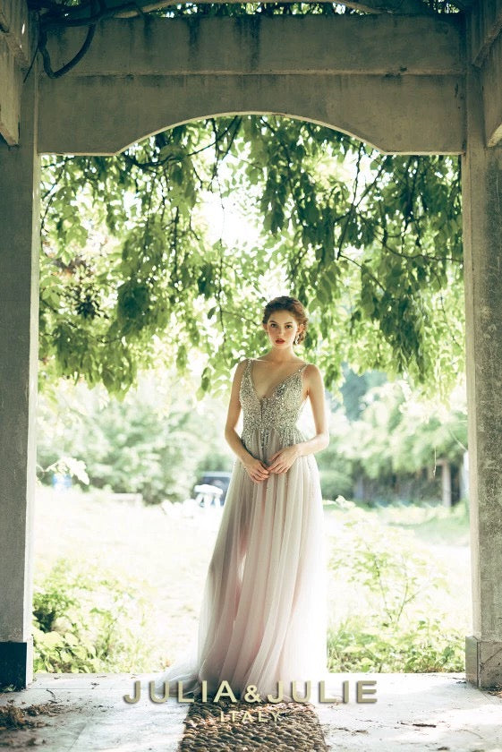 JULIA JULIE Silver Wedding Maxi dress