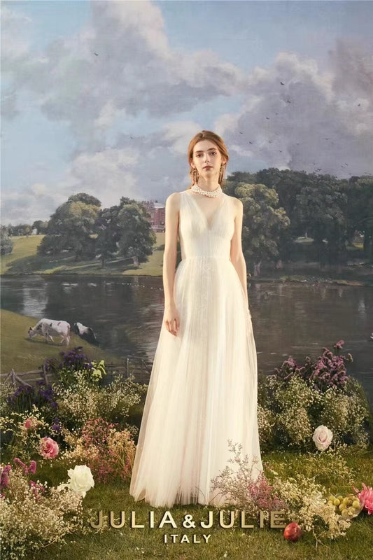 JULIA JULIE white wedding maxi dress